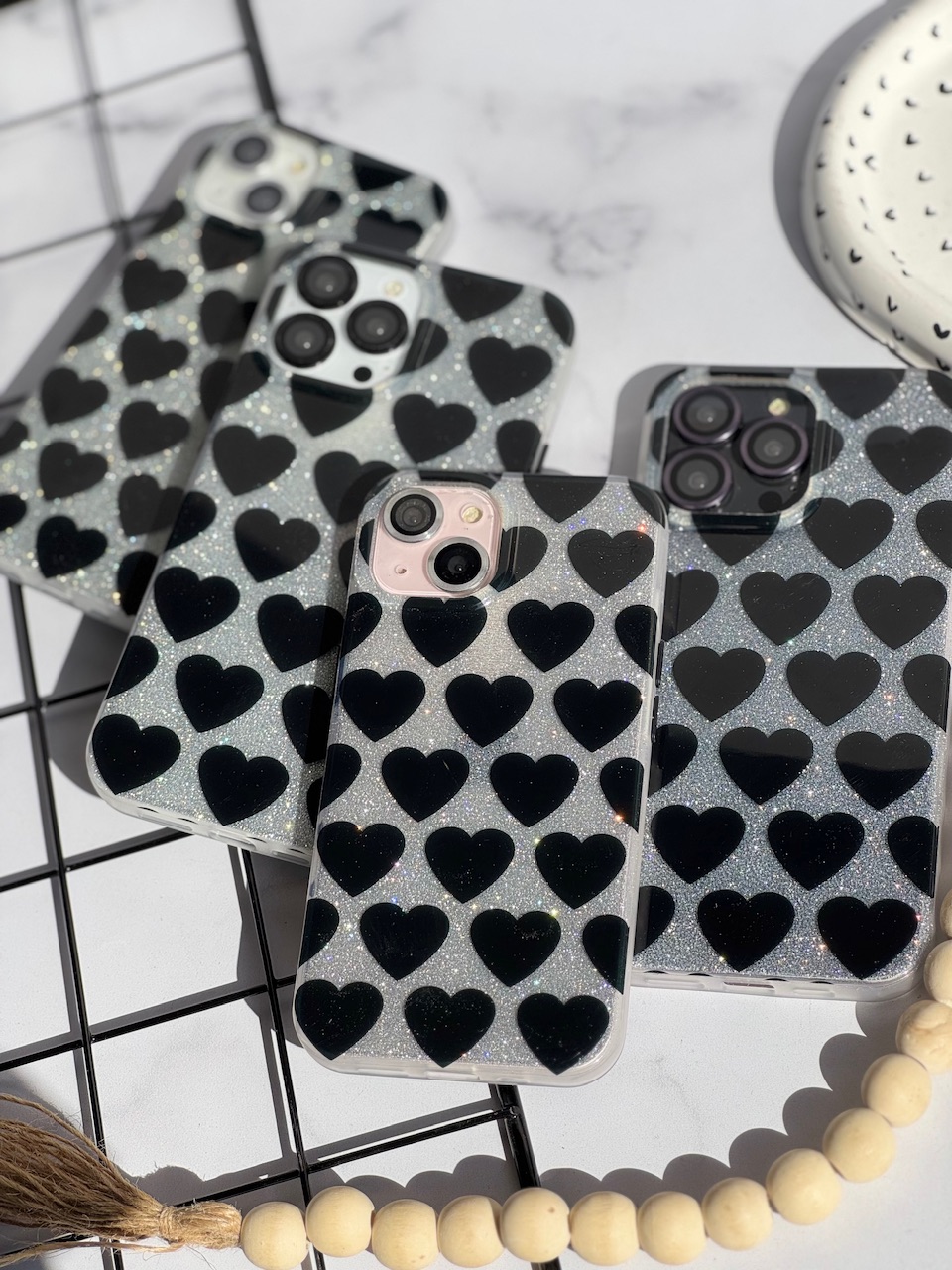 قاب قلب مشکی شاینی (کدC1843) - تصویر 4