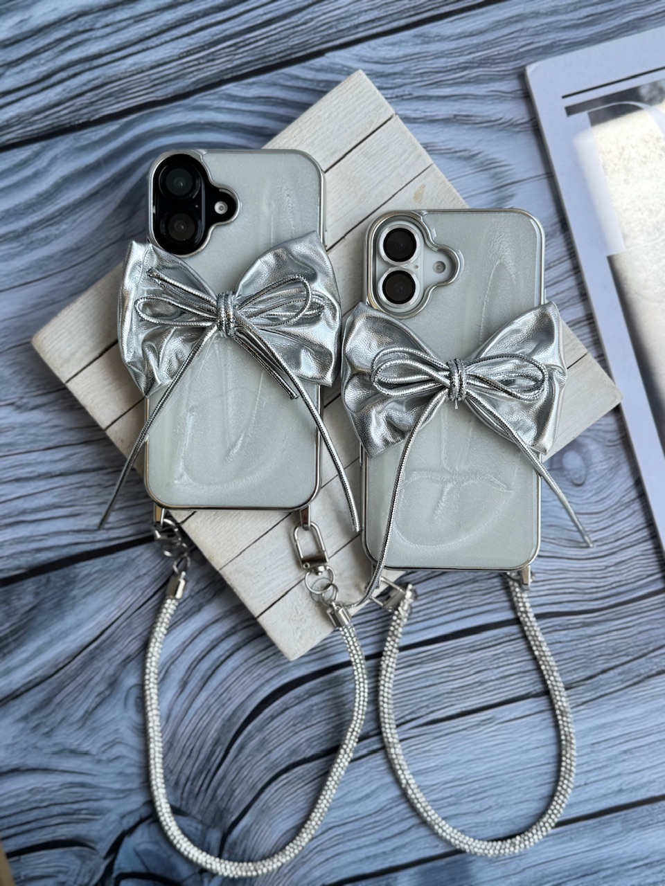 قاب پاپیون نقره ای با بند ژلاتینی (کدC2003) - تصویر 3