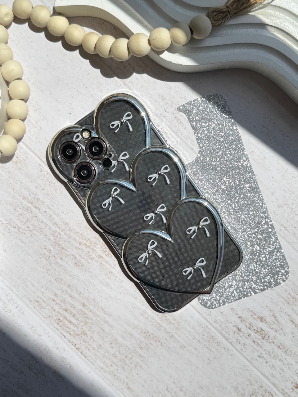 قاب قلبی اکلیلی پاپیونی نگین برجسته (کدC1823) - تصویر 4