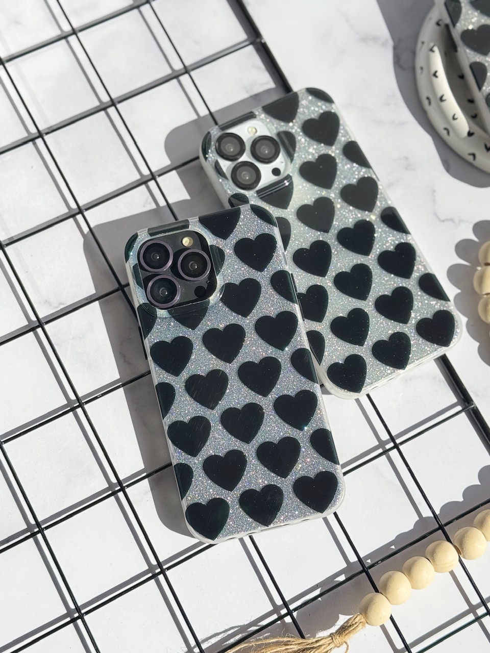 قاب قلب مشکی شاینی (کدC1843)