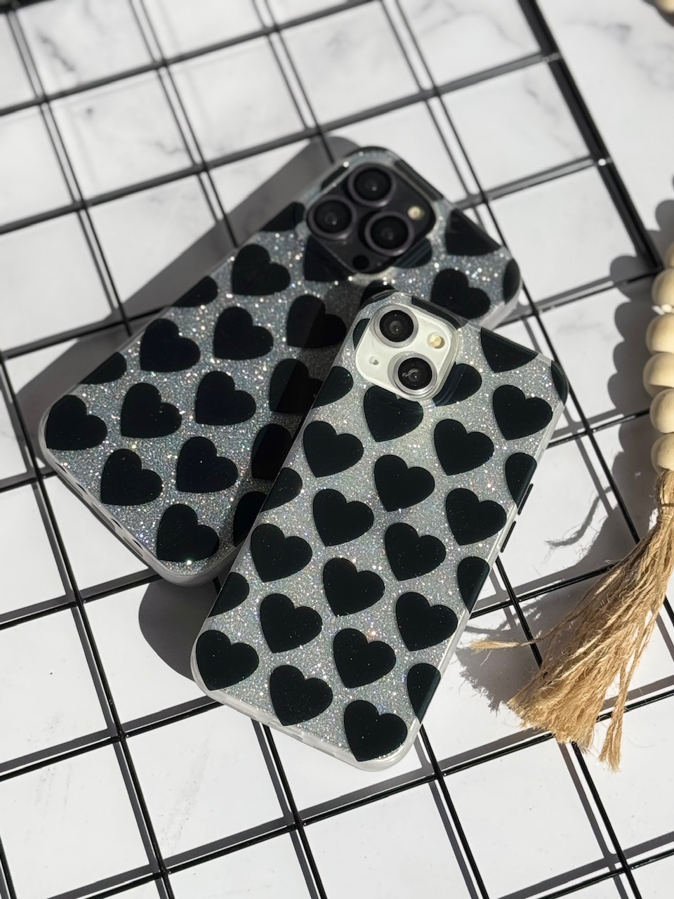 قاب قلب مشکی شاینی (کدC1843) - تصویر 3