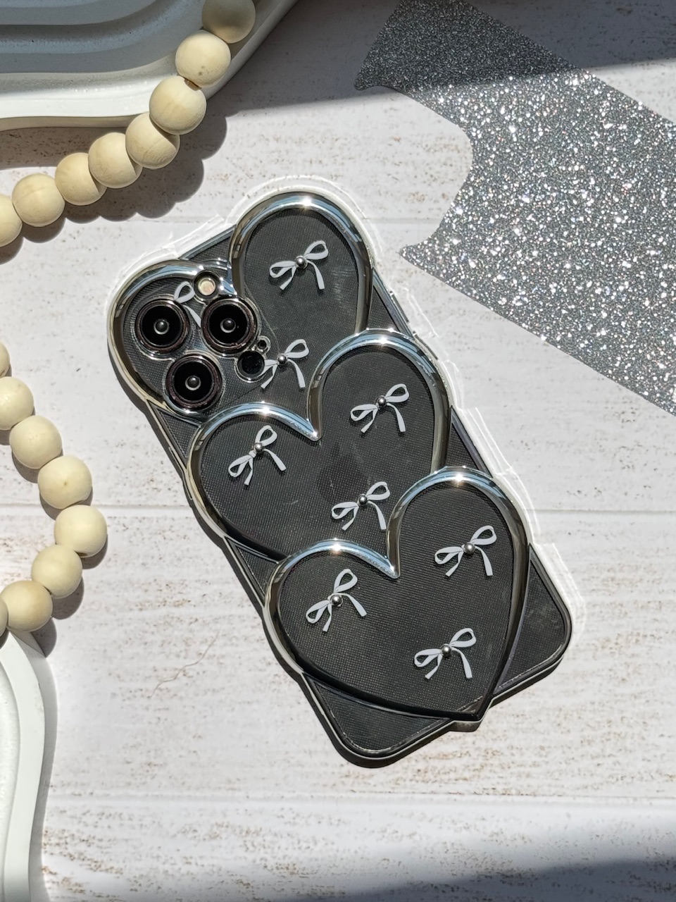 قاب قلبی اکلیلی پاپیونی نگین برجسته (کدC1823)